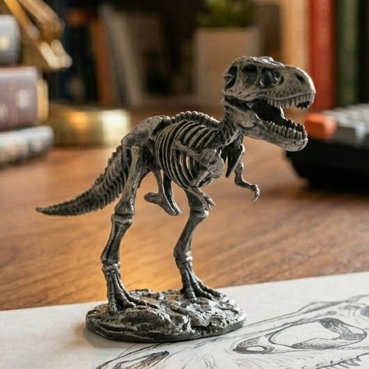 T-Rex Skeleton hand-poured 999+ silver statue by Gold Spartan