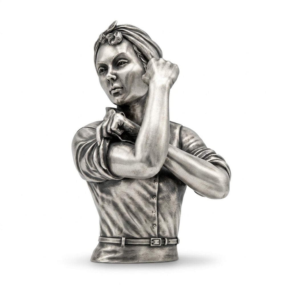 Rosie the Riveter hand-poured 999+ silver statue by Gold Spartan