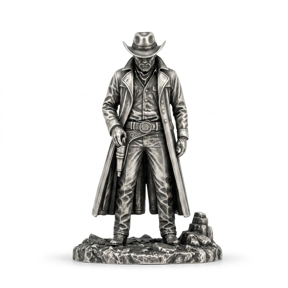 Gunslinger hand-poured 999+ silver statue by Gold Spartan