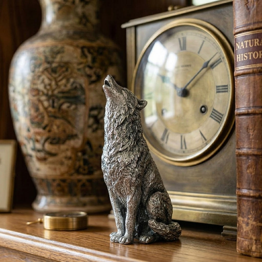 Howling Wolf hand-poured 999+ silver statue by Gold Spartan
