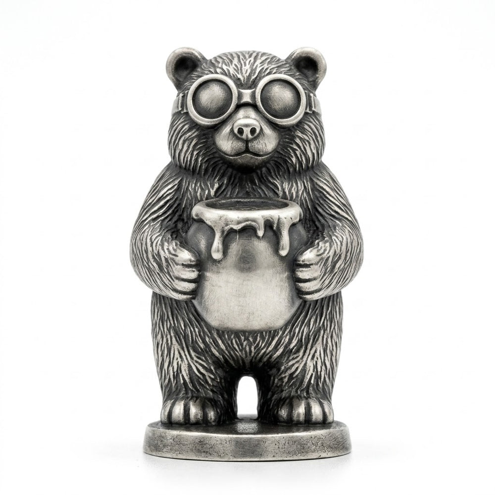 Honey Bear hand-poured 999+ silver statue by Gold Spartan