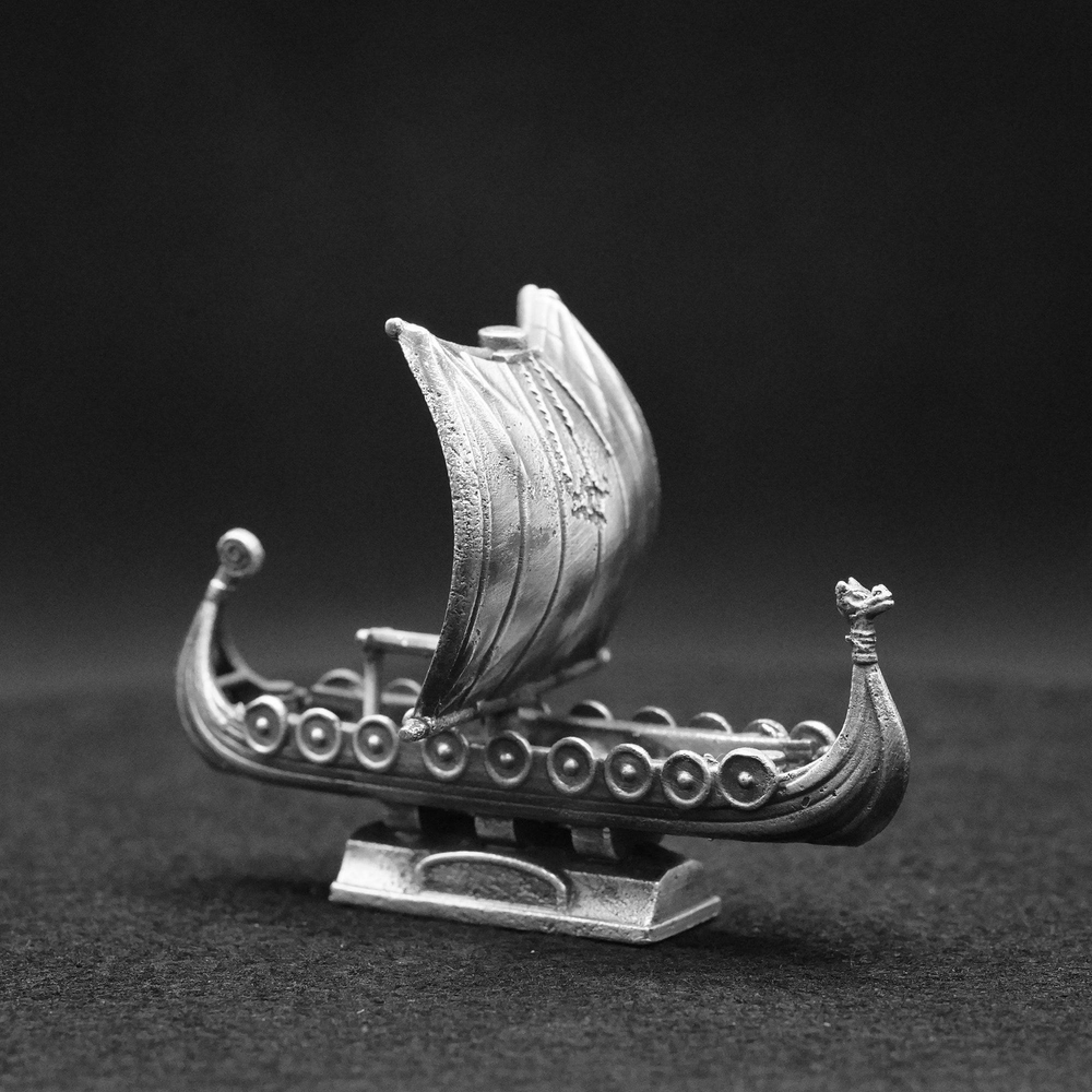 Viking Ship hand poured 999 silver statue collectible by Gold Spartan