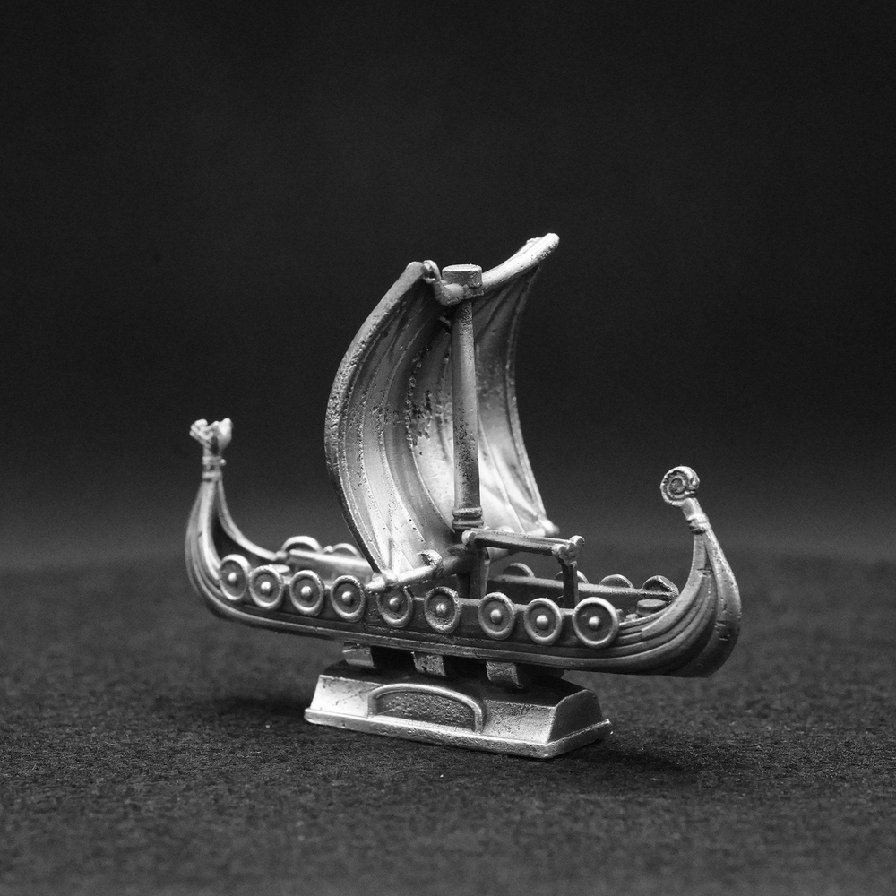 Viking Ship hand-poured 999+ silver statue by Gold Spartan