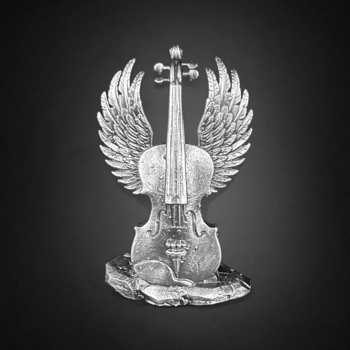 Winged Violin hand poured 999 silver statue collectible by Gold Spartan