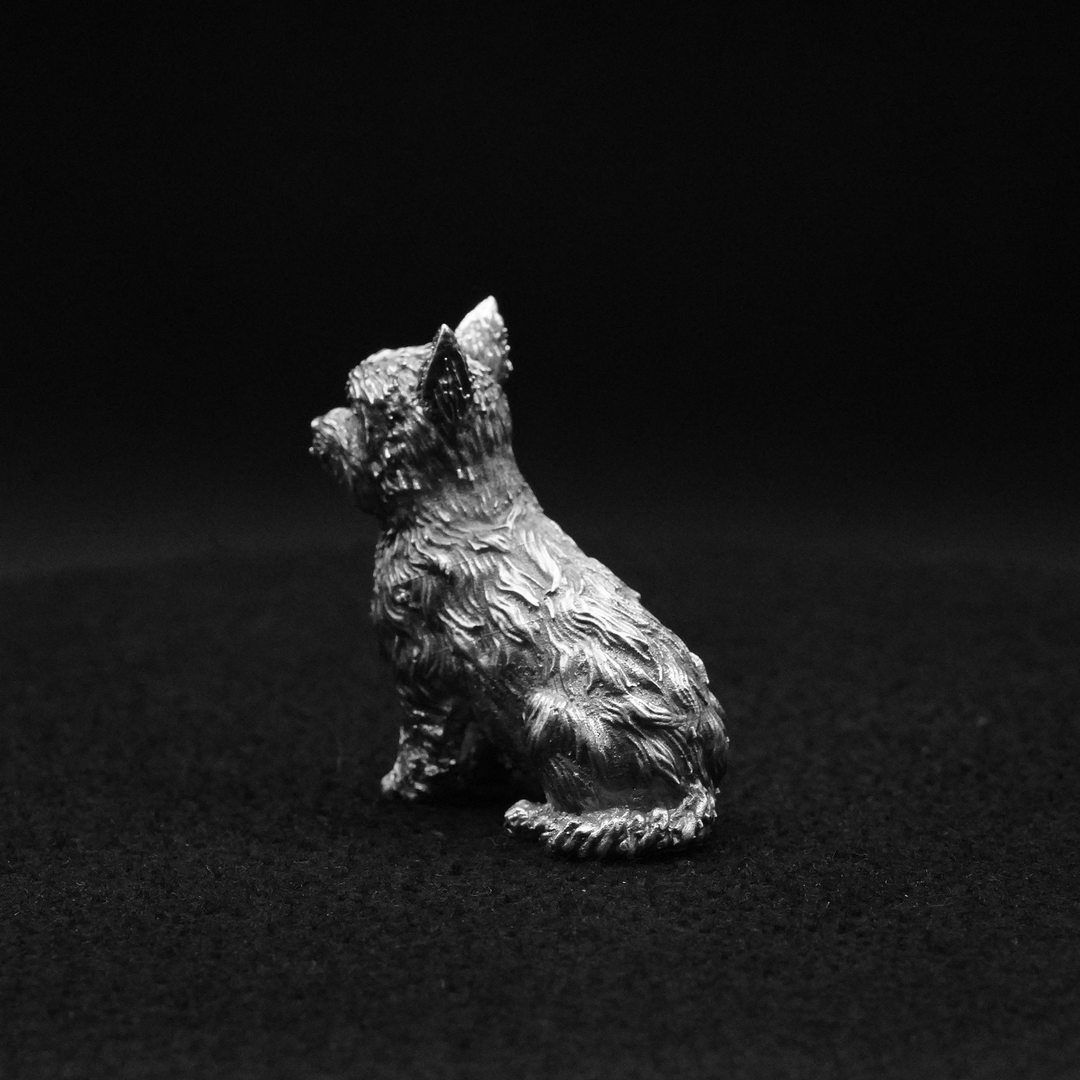 Yorkie hand poured 999 silver statue collectible by Gold Spartan