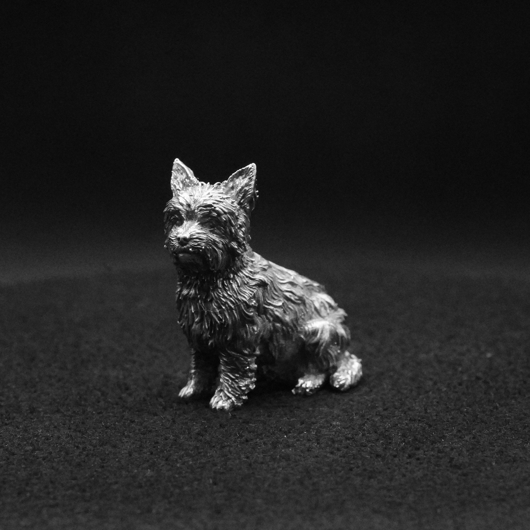 Yorkie hand poured 999 silver statue collectible by Gold Spartan