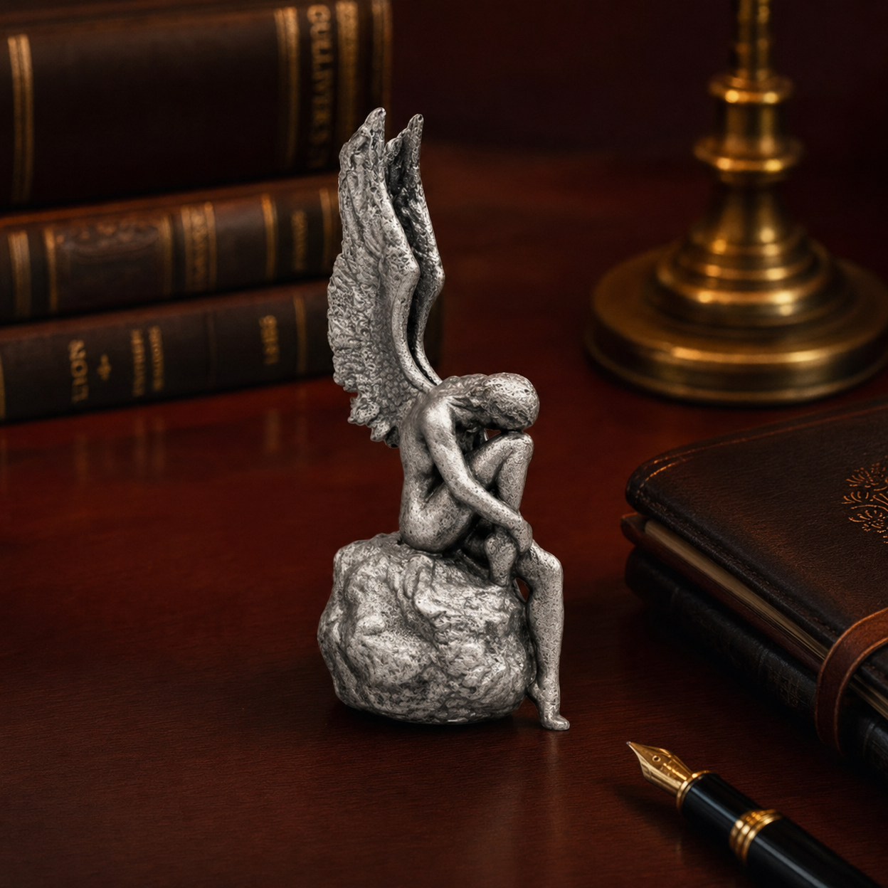 Angel Enchained hand-poured 999+ silver statue by Gold Spartan