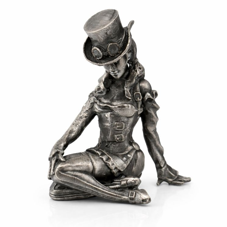 Steampunk Girl hand-poured 999+ silver statue by Gold Spartan