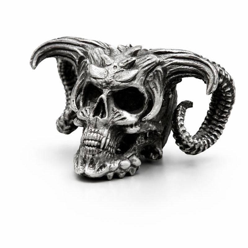 Demon Skull V2 hand-poured 999+ silver statue by Gold Spartan