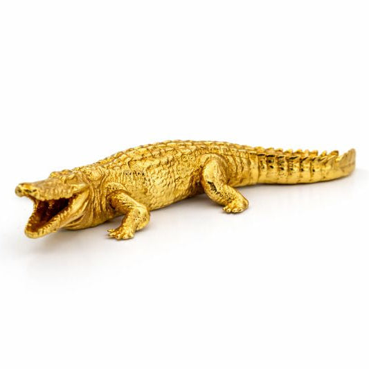 Crocodile hand-poured 999+ silver statue by Gold Spartan