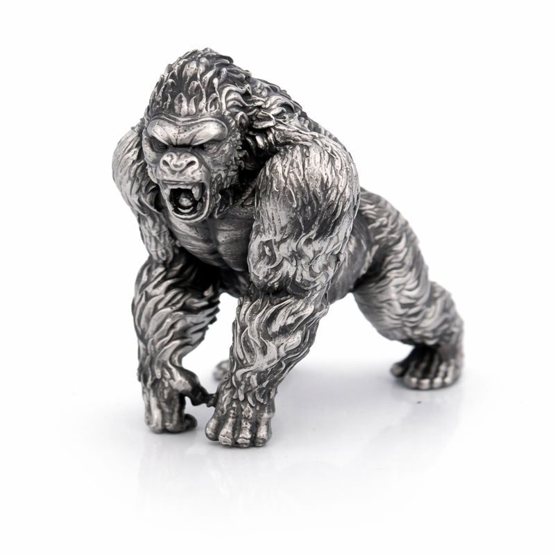 Gorilla hand-poured 999+ silver statue by Gold Spartan