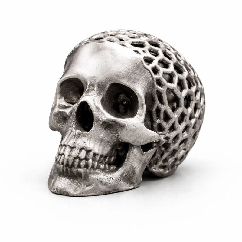 Skull Mesh hand-poured 999+ silver statue by Gold Spartan