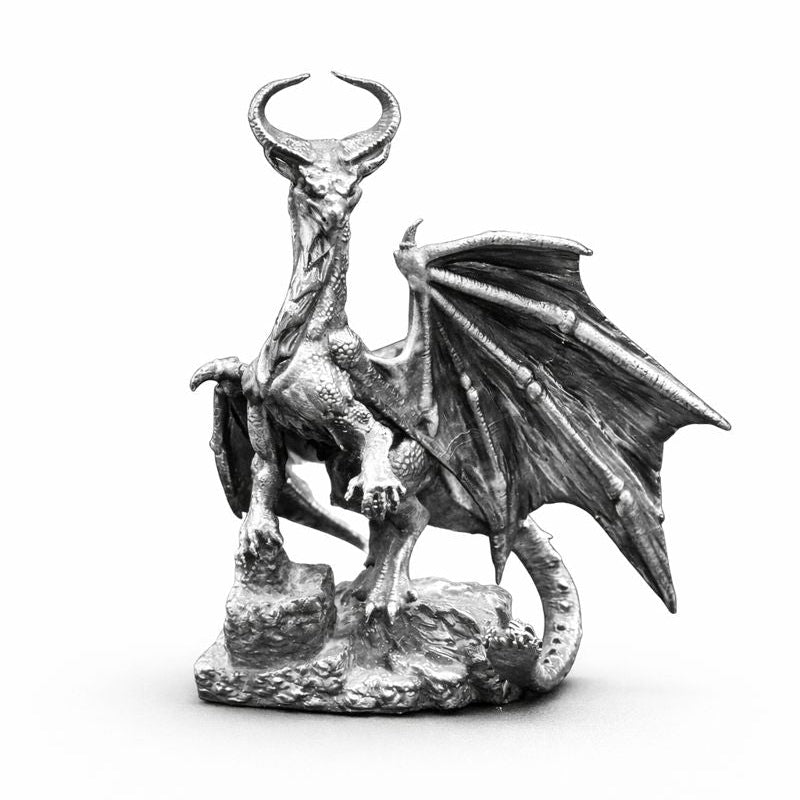 Horned Dragon hand-poured 999+ silver statue by Gold Spartan