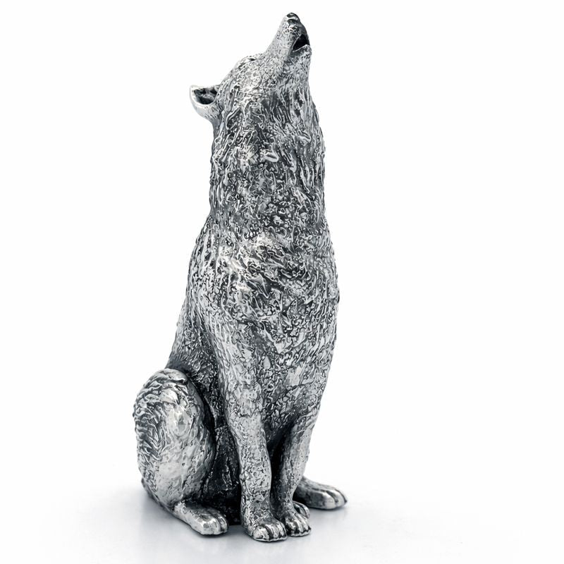 Howling Wolf hand-poured 999+ silver statue by Gold Spartan