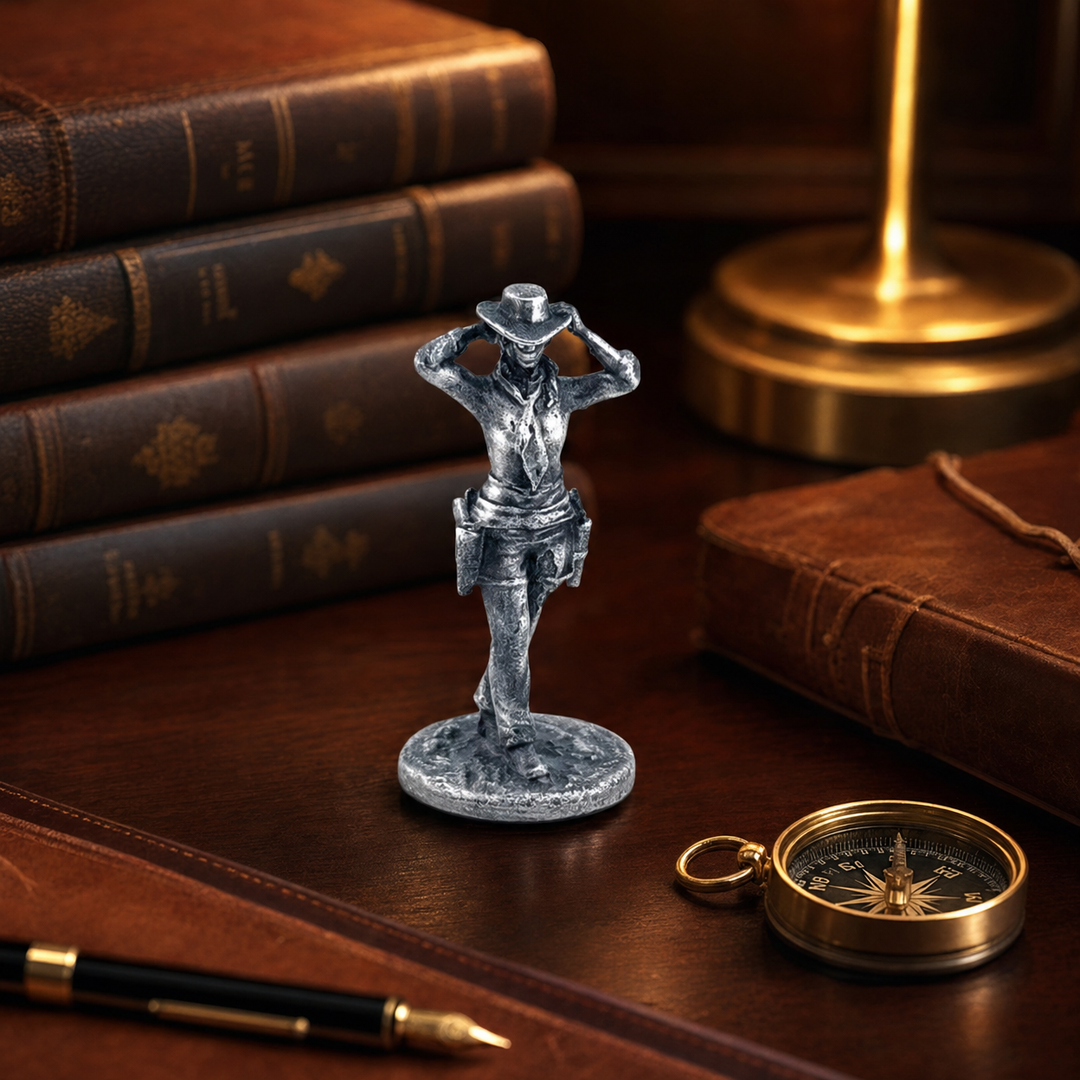 Cowgirl hand-poured 999+ silver statue by Gold Spartan