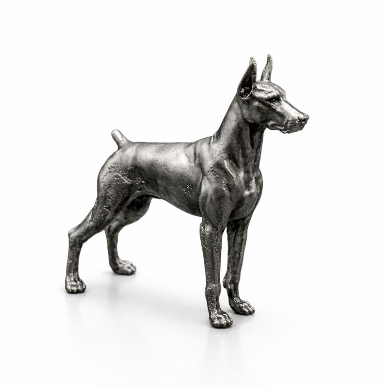 Doberman hand-poured 999+ silver statue by Gold Spartan