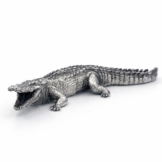Crocodile hand-poured 999+ silver statue by Gold Spartan