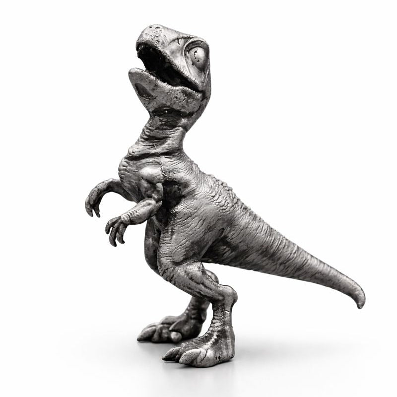 Young Velociraptor hand-poured 999+ silver statue by Gold Spartan