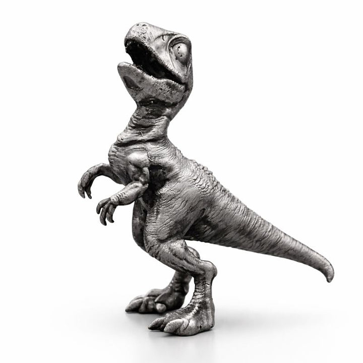 Young Velociraptor hand-poured 999+ silver statue by Gold Spartan