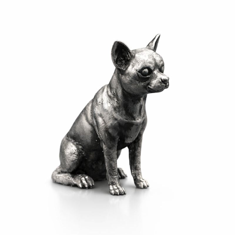 Chihuahua hand-poured 999+ silver statue by Gold Spartan