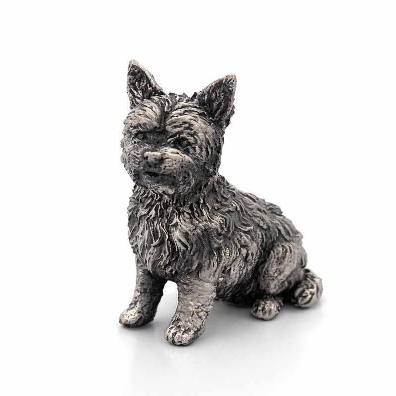 Yorkie hand-poured 999+ silver statue by Gold Spartan