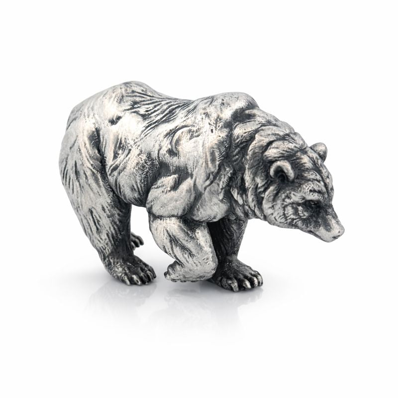 Bear hand-poured 999+ silver statue by Gold Spartan