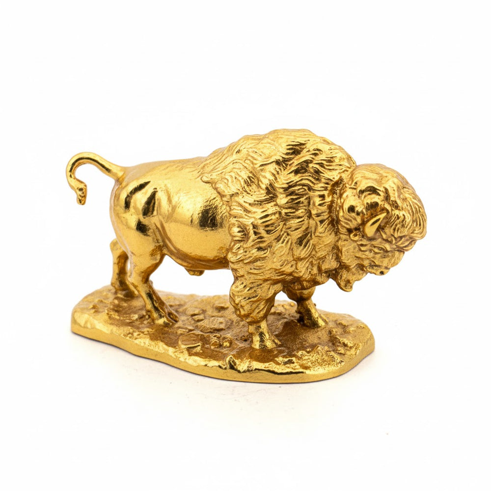 Buffalo hand-poured 999+ silver statue by Gold Spartan
