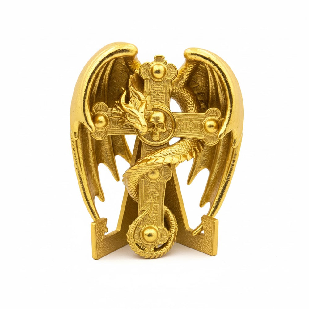 Dragon Cross hand-poured 999+ silver statue by Gold Spartan