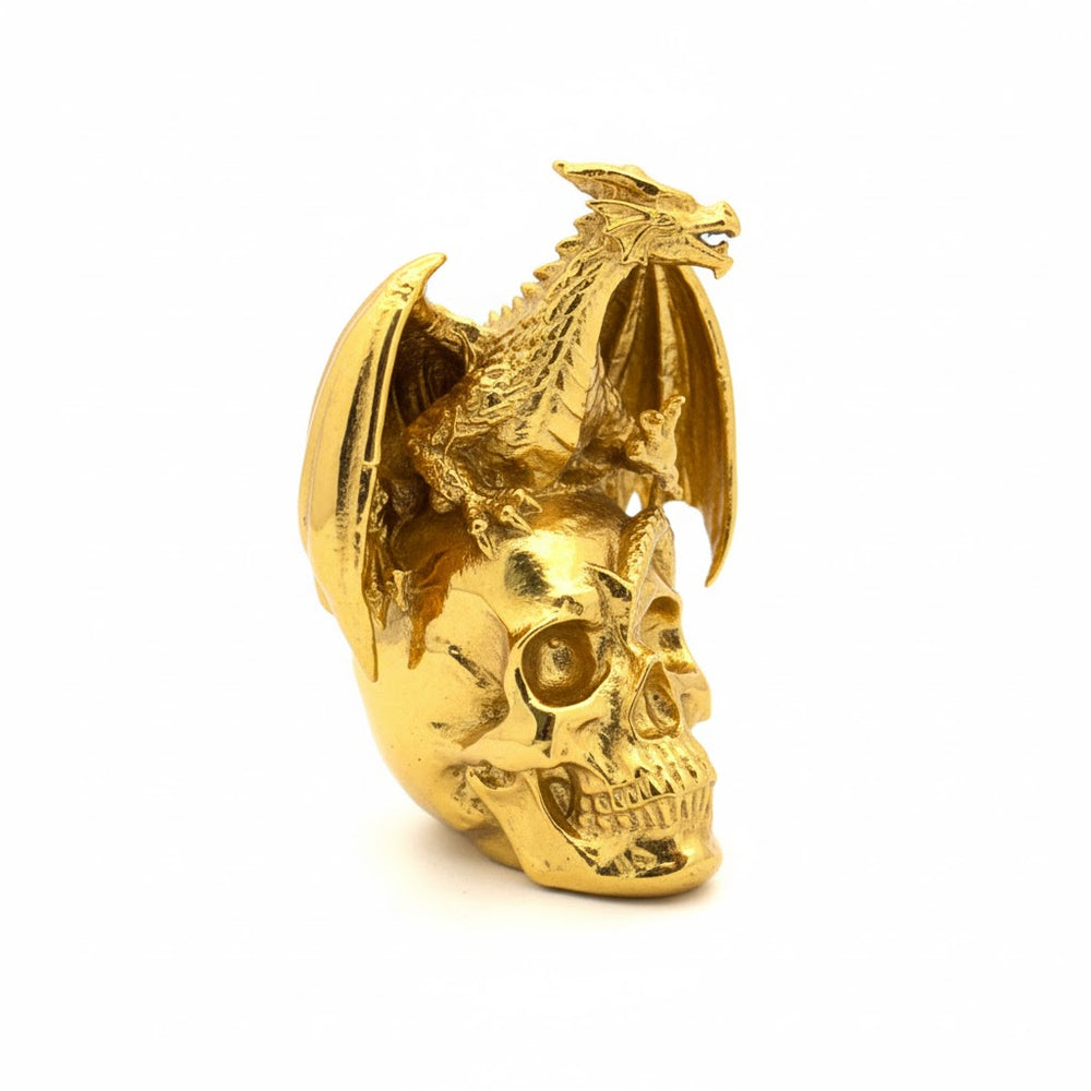 Dragon on Skull V2 hand-poured 999+ silver statue by Gold Spartan