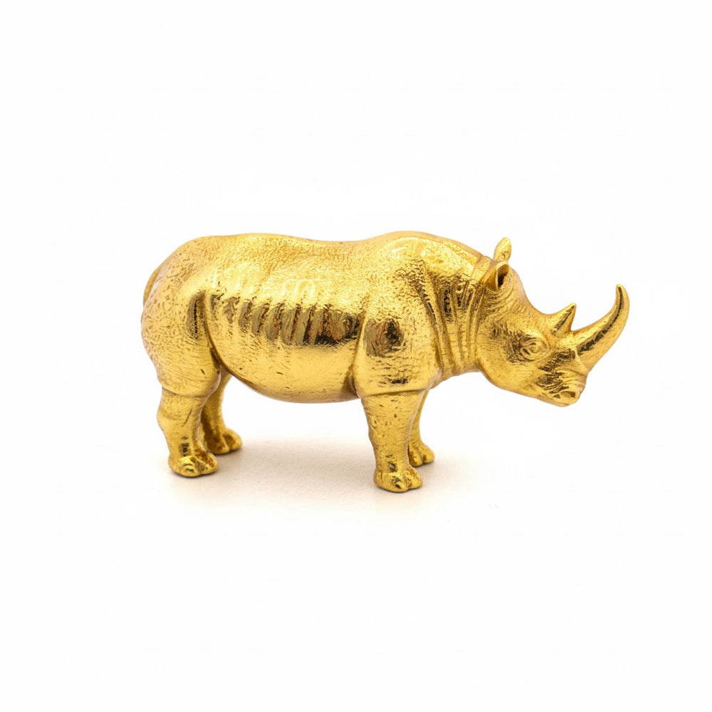 Rhino hand-poured 999+ silver statue by Gold Spartan