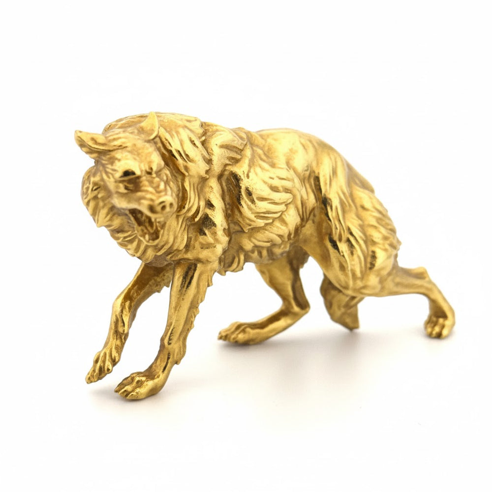 Wolf hand-poured 999+ silver statue by Gold Spartan