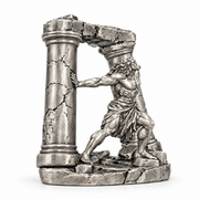Samson and the Pillars statue in 999+ silver, side view