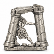Samson and the Pillars statue in 999+ silver, back view
