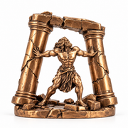 Samson and the Pillars statue in solid bronze, front view