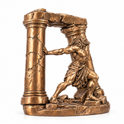 Samson and the Pillars statue in solid bronze, side view