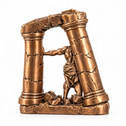 Samson and the Pillars statue in solid bronze, rear side view