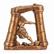 Samson and the Pillars statue in solid bronze, back view