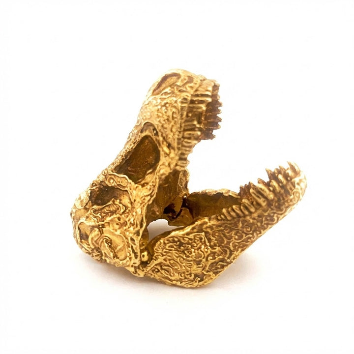 Decorated T-Rex Skull hand-poured 999+ silver statue by Gold Spartan