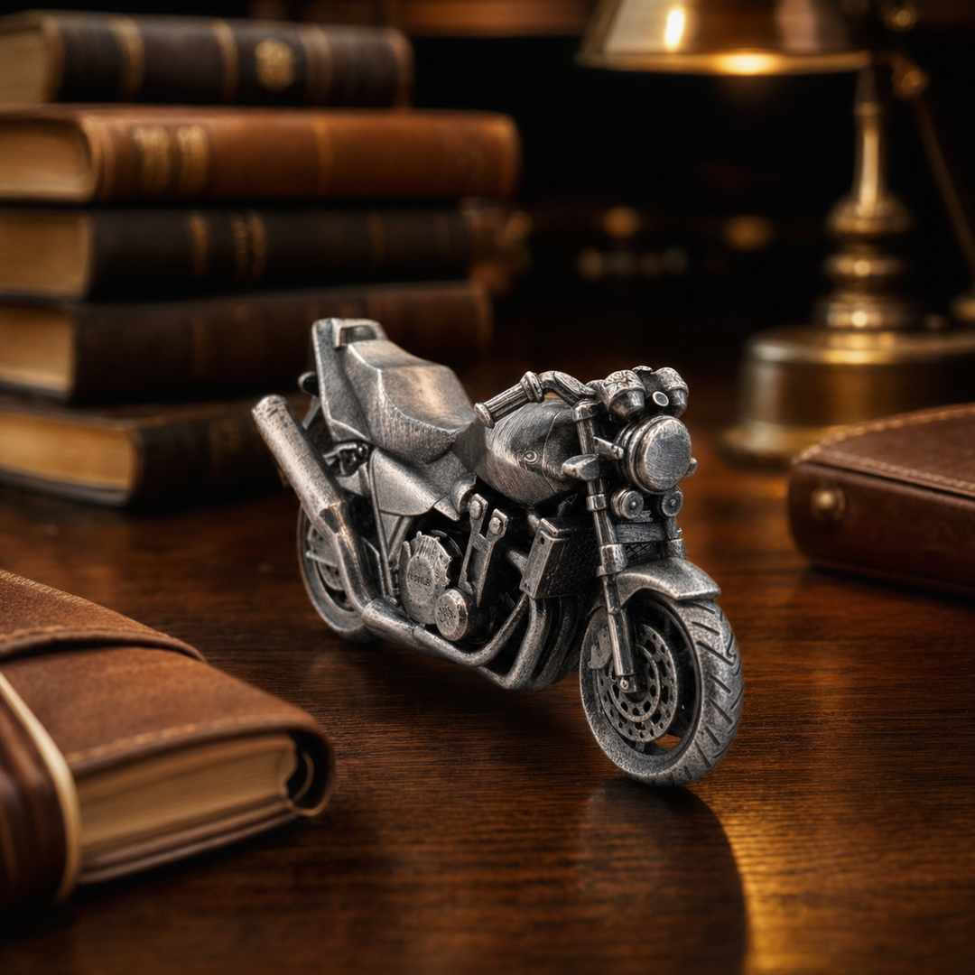 Motorcycle hand-poured 999+ silver statue by Gold Spartan