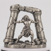 Samson and the Pillars statue in 999+ silver, turning view