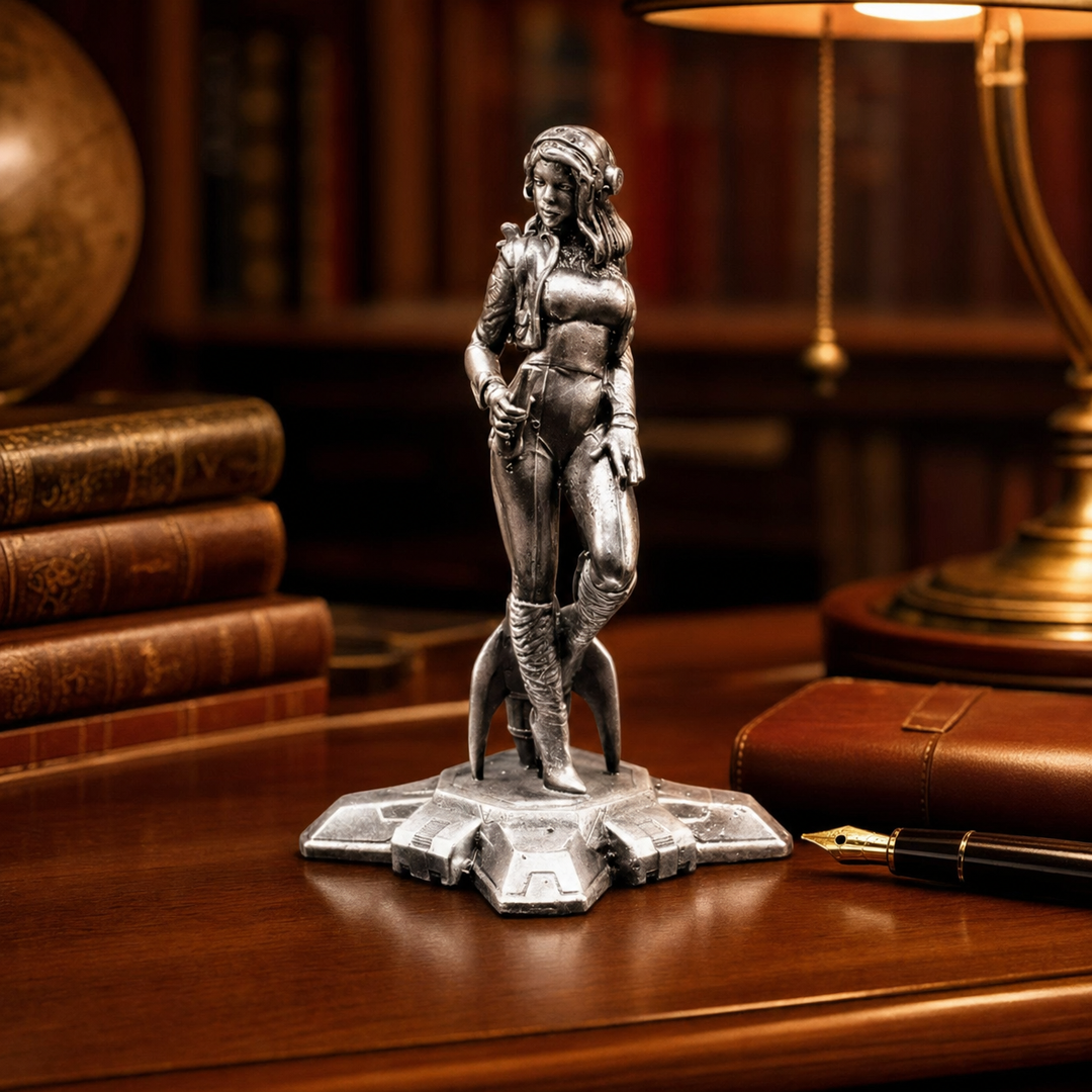 Rocket Girl hand-poured 999+ silver statue by Gold Spartan