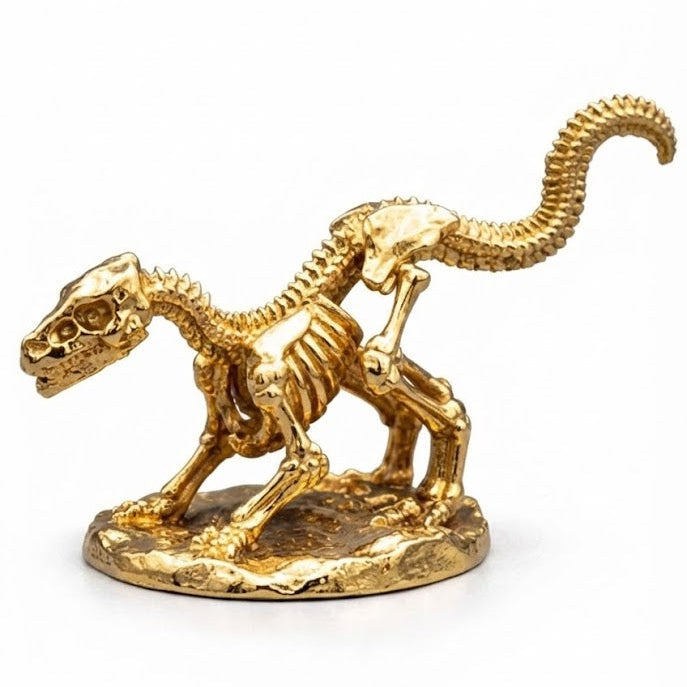 Raptor Skeleton hand-poured 999+ silver statue by Gold Spartan