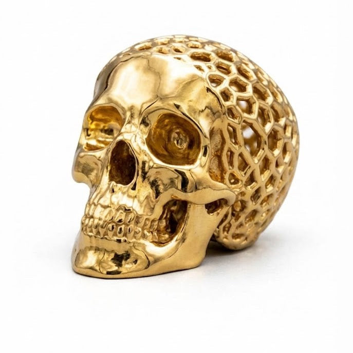 Skull Mesh hand-poured 999+ silver statue by Gold Spartan