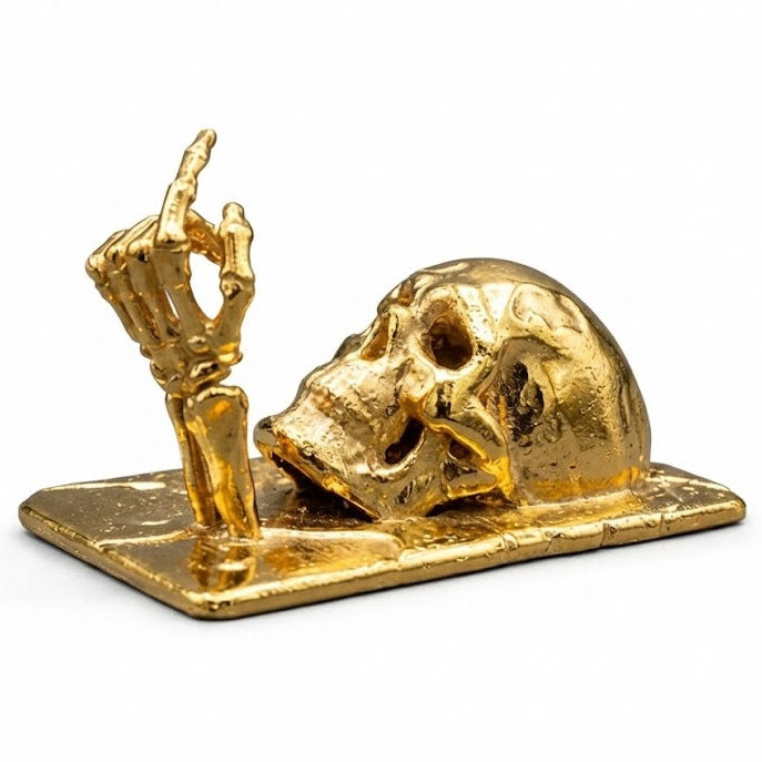 Dripping Skull hand-poured 999+ silver statue by Gold Spartan