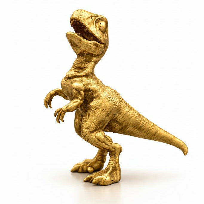 Young Velociraptor hand-poured 999+ silver statue by Gold Spartan