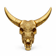 Decorated Longhorn Skull hand-poured 999+ silver statue by Gold Spartan