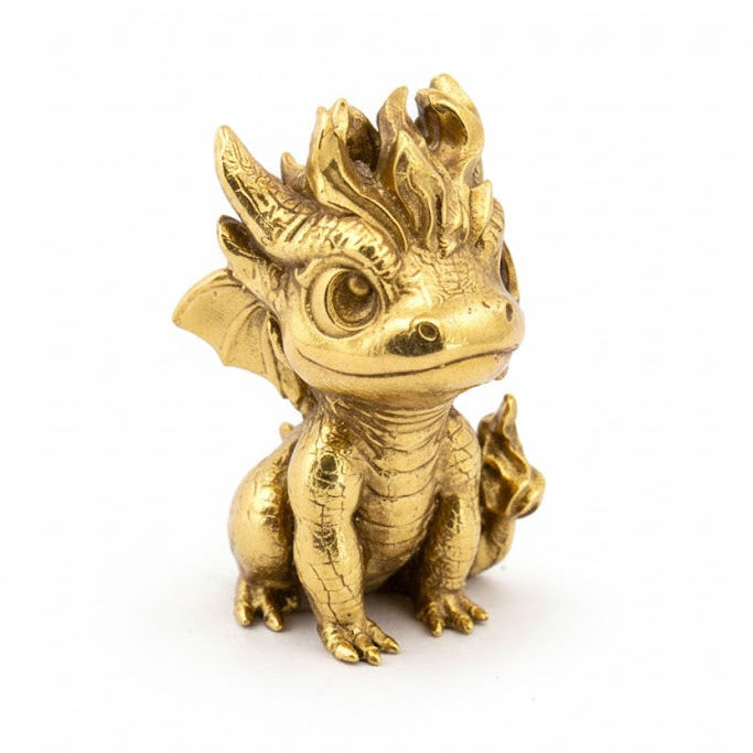 Baby Fire Dragon hand-poured 999+ silver statue by Gold Spartan