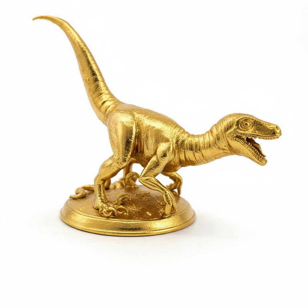 Velociraptor hand-poured 999+ silver statue by Gold Spartan