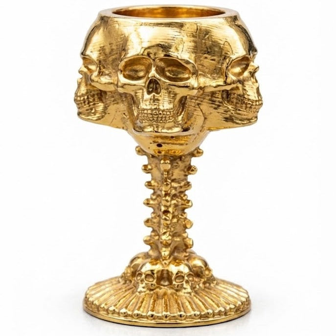 Four Skulls Chalice hand-poured 999+ silver statue by Gold Spartan