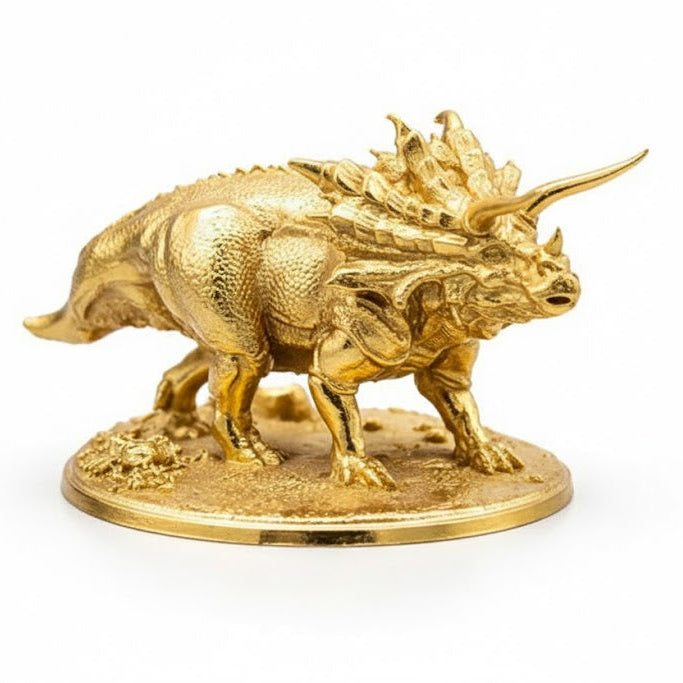 Triceratops hand-poured 999+ silver statue by Gold Spartan